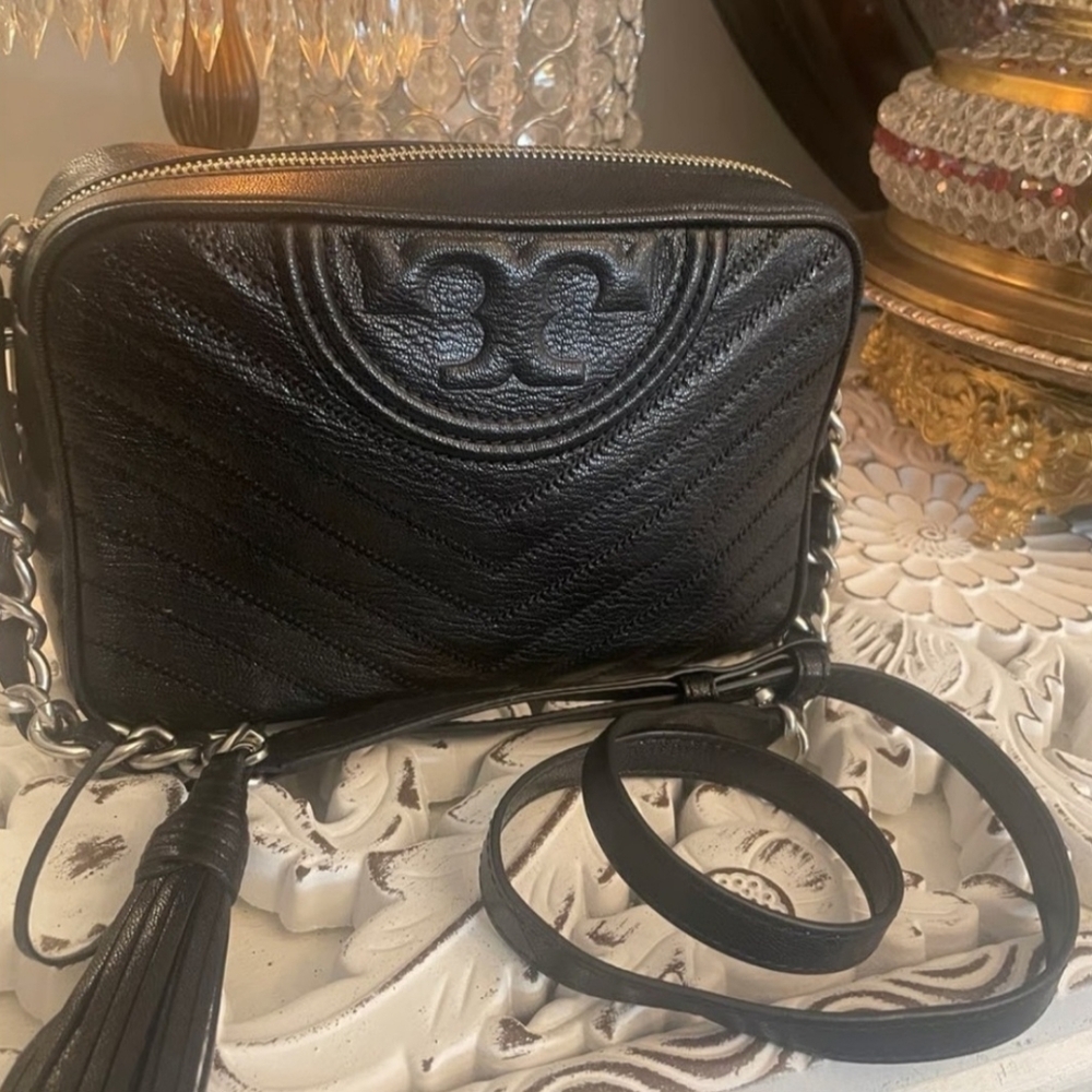 Tory Burch Black Quilted Crossbody Bag